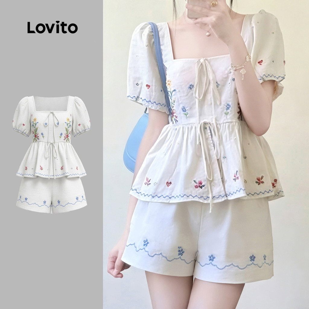 Lovito Women Casual Vacation Tops or Bottoms Flowers Resort Style Comfy yet Stylish Spring/summer To