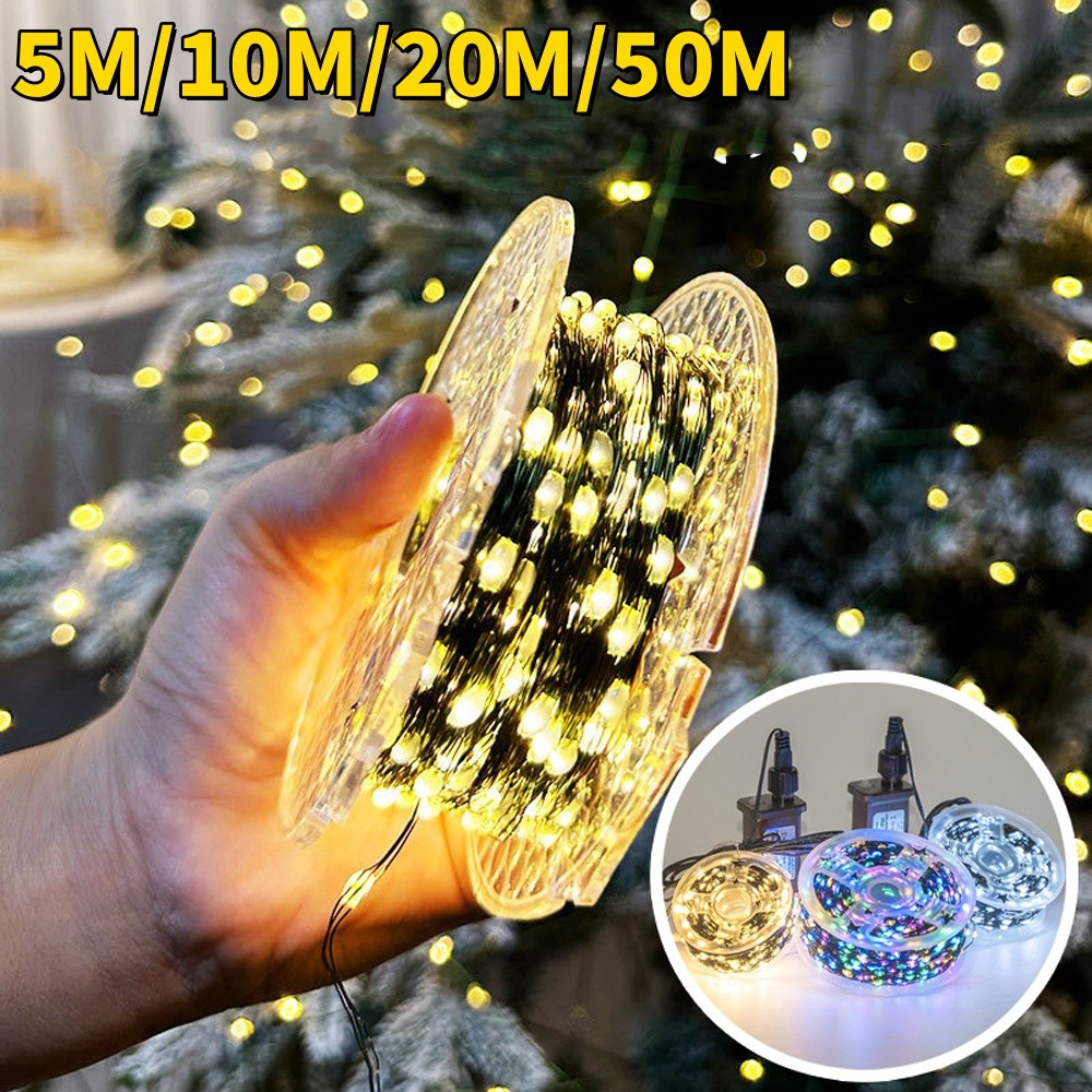 10M/20M/50M Christmas LED String Lights with Remote Control Waterproof Green Copper Wire Light