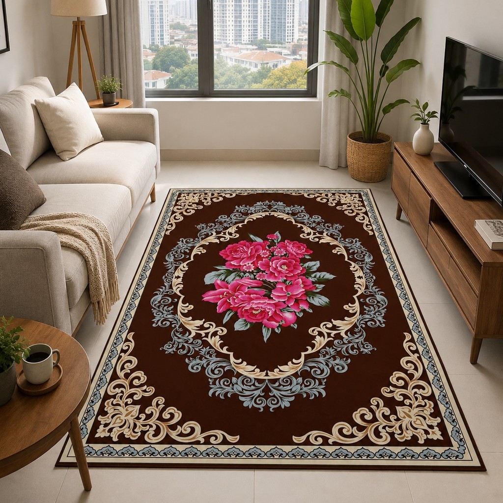 Indahkarpet Karpet Motif 0180 Premium Lembut Anti Slip Tebal Pilihan Ukuran untuk Ruang Tamu Kamar 2