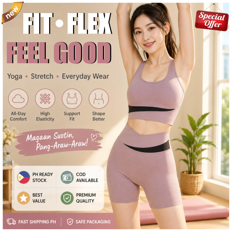 Women 2Pcs Shockproof Sports Set Padded Sports Bra + Running Shorts for Yoga Gym Workout COD