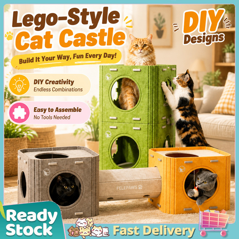 Felt Cat House Tree Cat Condo Tower Kitten Bed with Scratcher Pet Nest Cat Villa Tent Indoor