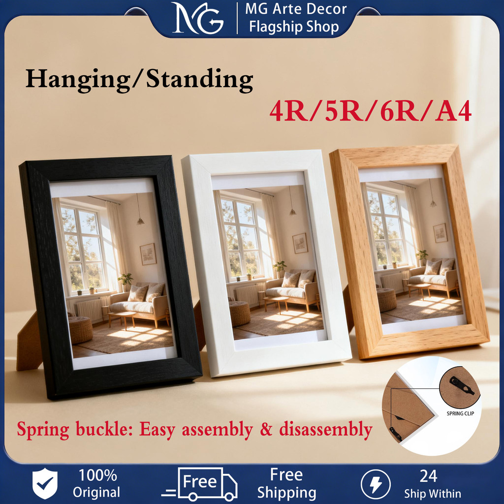 MG Arte Decor | Picture Frame A4/4R/5R/6R Wooden finish Wall Decor Picture Holder Home Decor Photo F