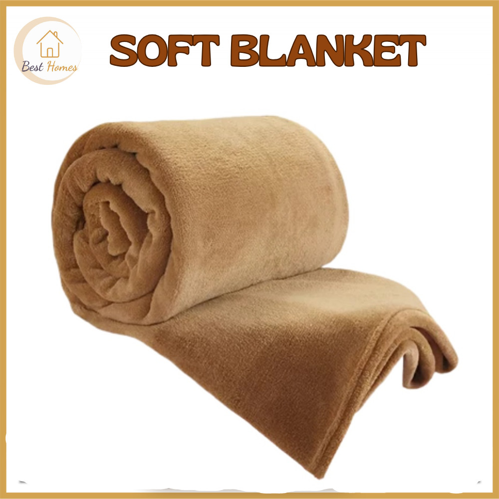 Besthomes PH Blanket Soft Warm Coral Fleece Blanket Plain Queen Size 180x200cm Kumot Cotton Blanket