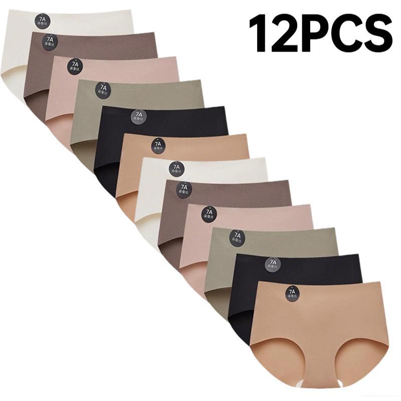 12Pcs /6Pcs Seamless Mulberry Silk Panties Women's Soft Lingerie Sexy High Elastic Breathable Briefs