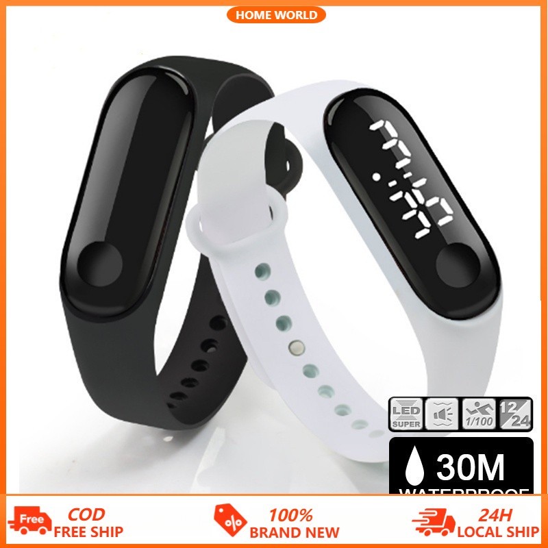 2pcs Unisex Waterproof Touch Screen Led Bracelet Watch Silicone Strap Sports Wristband Digital Watch
