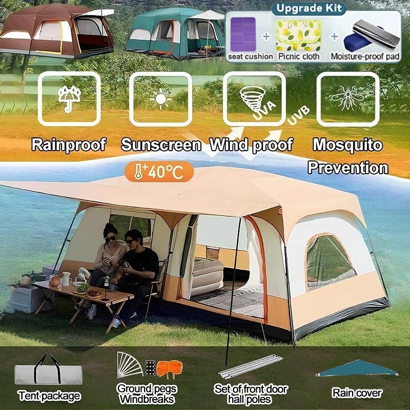 Waterproof Camping Tent for Family & Group Use, 12–24 Person Tent for Hiking, Travel & Adventure