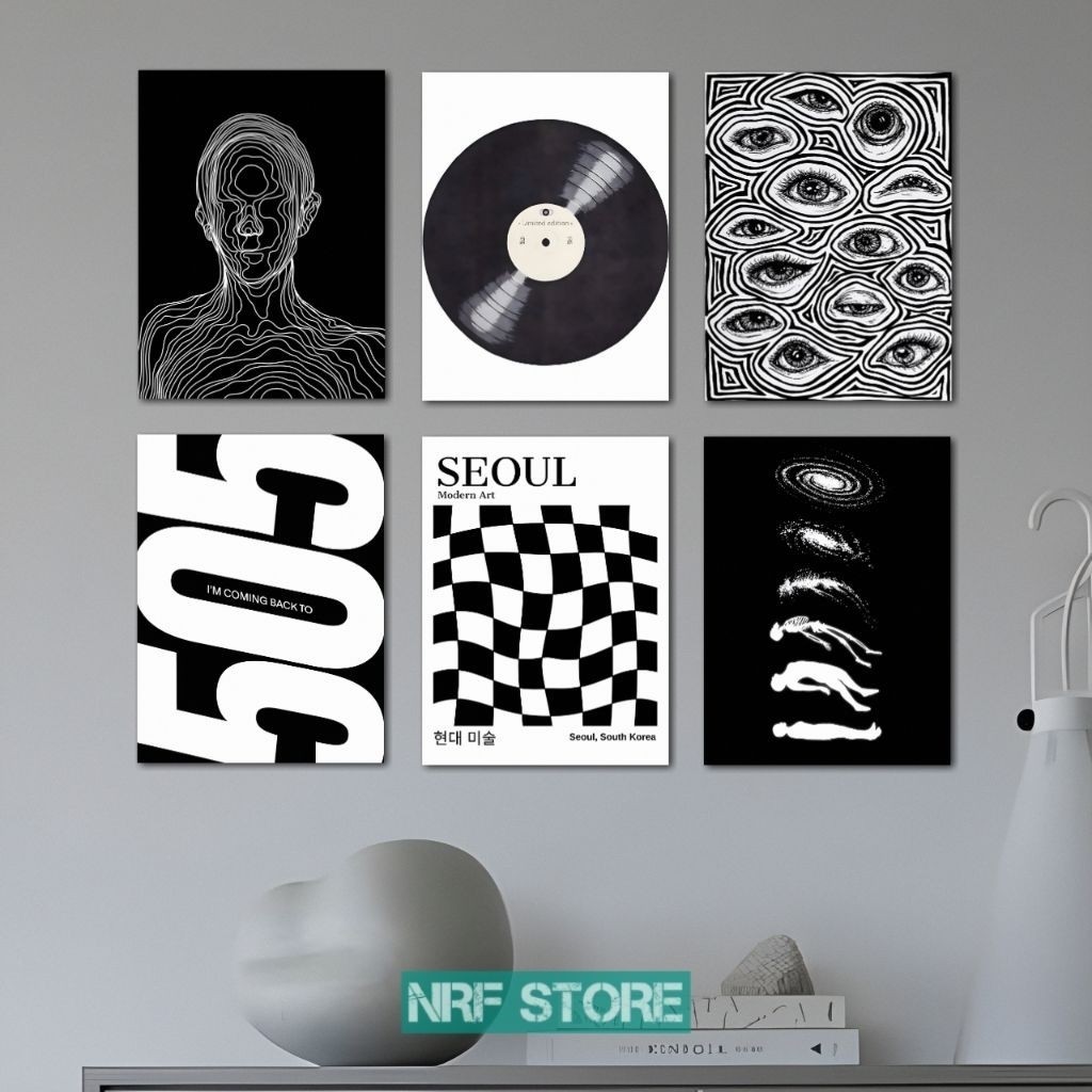 Hiasan dinding kamar aesthetic Poster dinding bauhaus black wahite pop art quotes Pajangan Walldecor