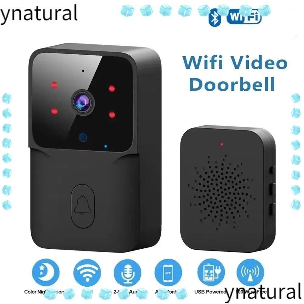 YNATURAL Wireless Doorbell, HD Remote Access Smart Video Doorbell, Hot Security Video Intercom Infrared Night Vision Easy Installation Wifi Video Door Bell Smart Home