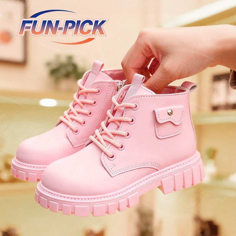 FUN-PICK Shoes for Kids Girl Fashion Style Ankle Zip Boots for Kids Girl Shoes for Kids Boy Elegant