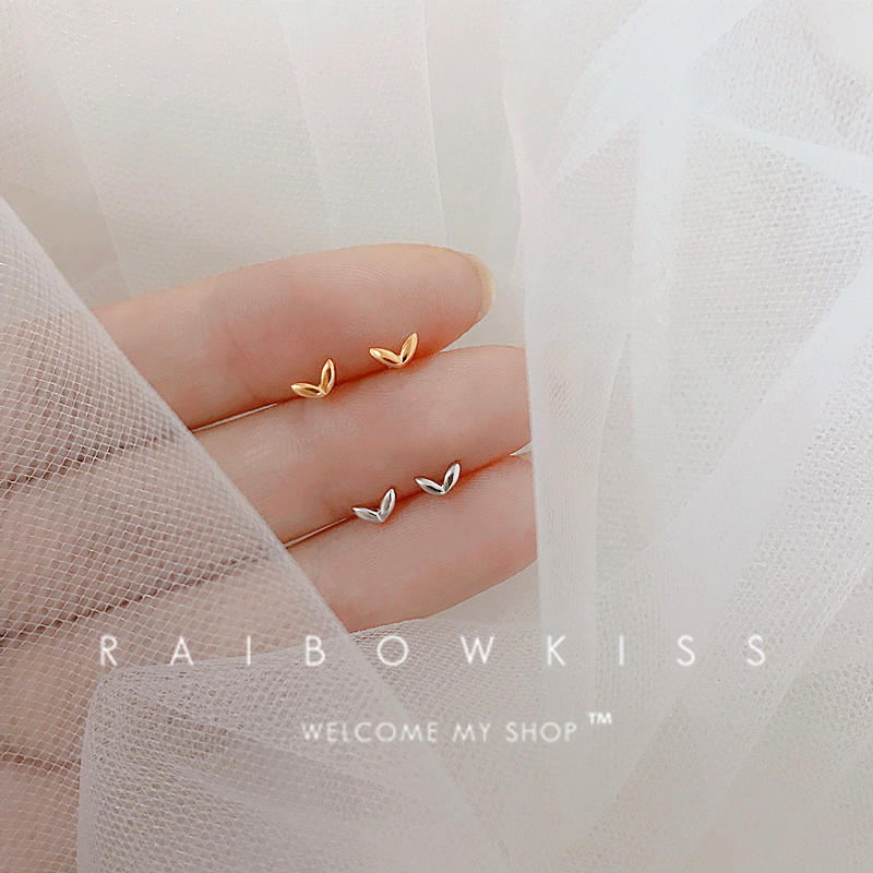 S999 Bông Tai Lá Mini Bạc Nữ Nhỏ Đơn Giản Thời Trang Vô Hình