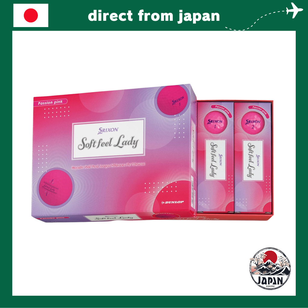 Bóng golf Dunlop SRIXON SOFT FEEL LADY 2025 – Hộp 12 bóng (1 dozen), màu hồng Passion Pink