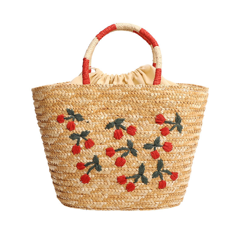 2026 Túi dệt cầm tay phong cách mới, Du lịch ở nước ngoài, Túi đeo vai thêu tay, Dung tích lớn