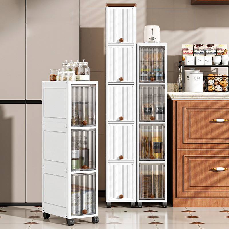Slim Cabinet 20cm Movable Storage Multi-Layers Large Capacity Space-Saving Kitchen Household Bedroom Cabinet with Wheel