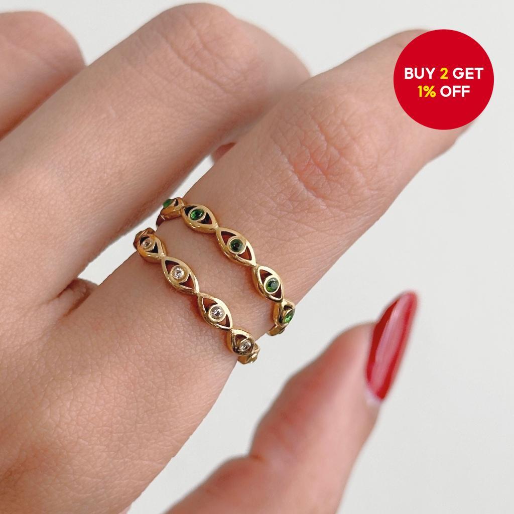 Adjustable Evil Eye Ring for Women Fashion Protection Charm Statement Jewelry Gift