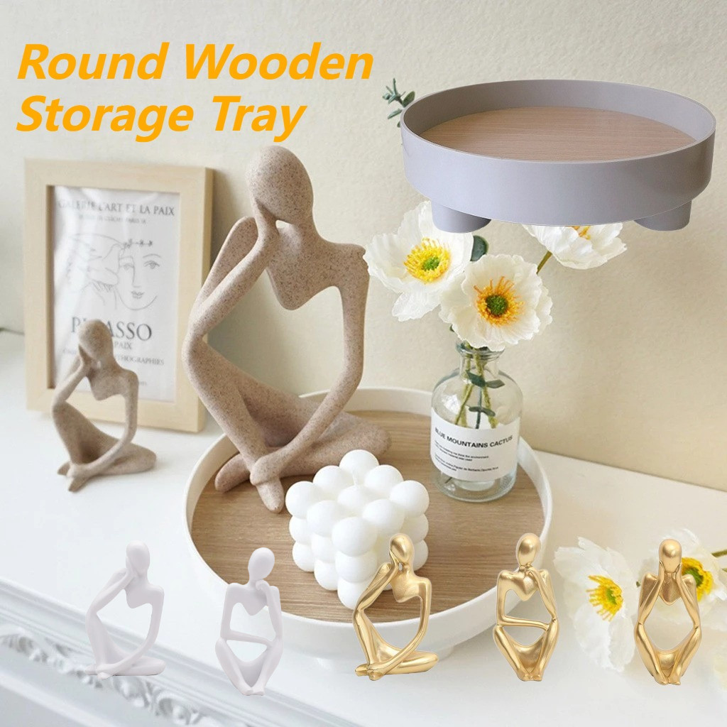 Nordic Round Wooden Storage Tray, Home Decor Organizer, Storage Box, Table Vase, Aromatherapy Stand