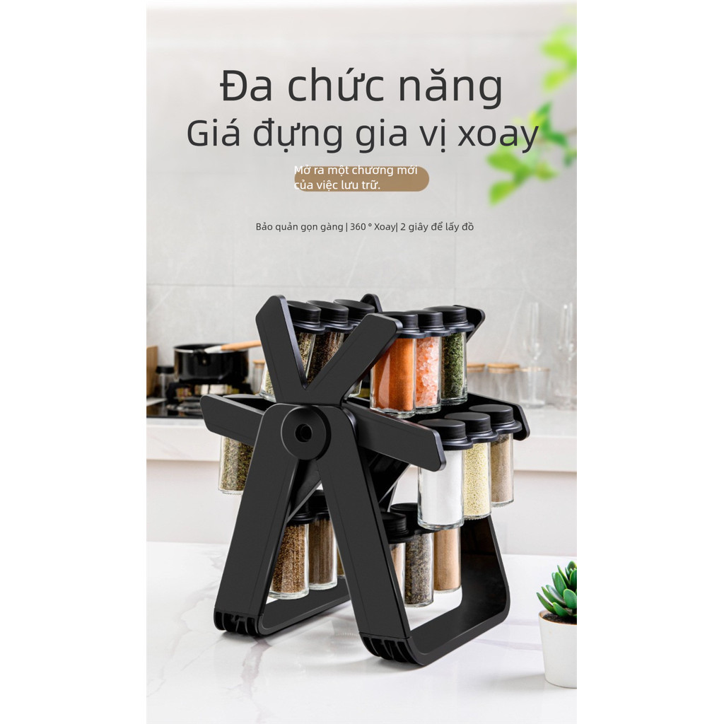 Bộ 18 Món Cao Cấp Chai Gia Vị Xoay Bộ Giá Gia Vị Nhà Bếp Lựa Chọn Thiết Thực 100ml * 18