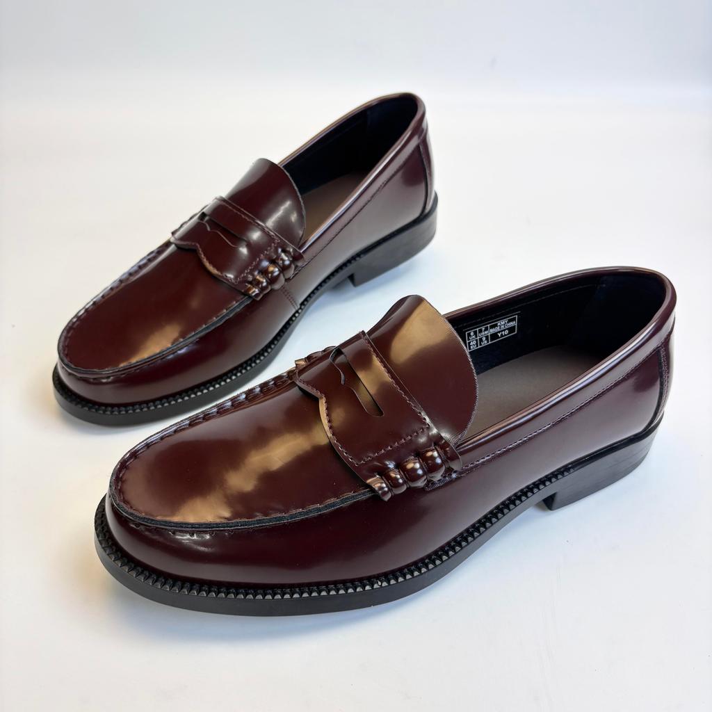 KMY CHERRY RED japanese style penny loafers students leather shoes cherry red penny loafers business