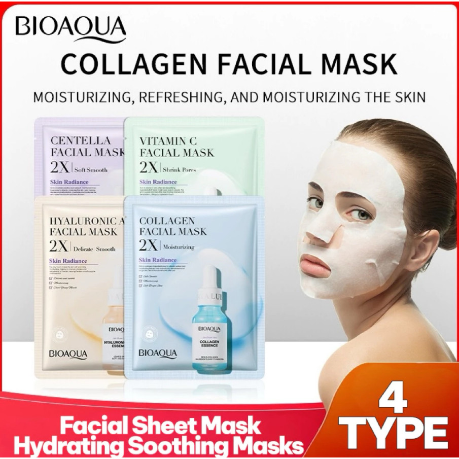 【SG Ready Stock】BIOAQUA Collagen Centella Vitamin C Hyaluronic Skin Radiance Mask Face Mask 积雪草 Facial Mask