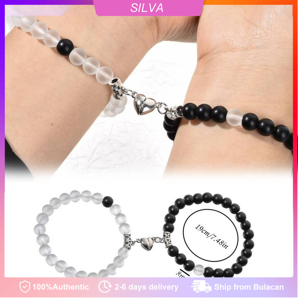 2Pcs/set Colorful Crown Love Magnetic Frosted Bracelet for Couple Best Friend Friendship Commemorati