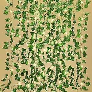 12PCS Artificial Ivy Garland with Clips | Faux Hanging Vines for Home Wedding Wall Decor
