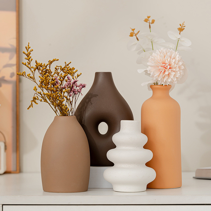 Nordic Minimalist Ceramic Vase Modern Home Decor Flower Arrangement