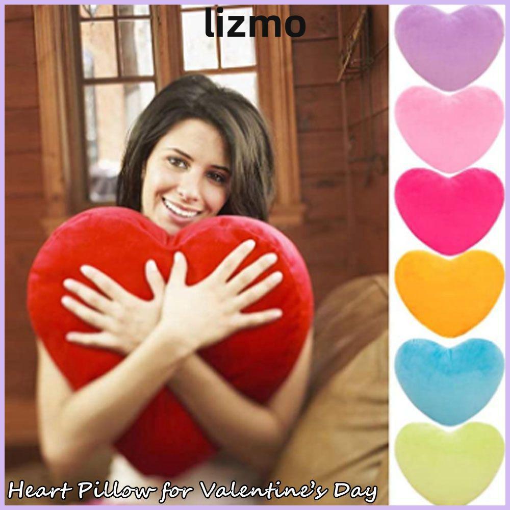 LIZMO Heart Plush Pillow Pink Color Valentines Day Home Decorative Stuffed Pillow