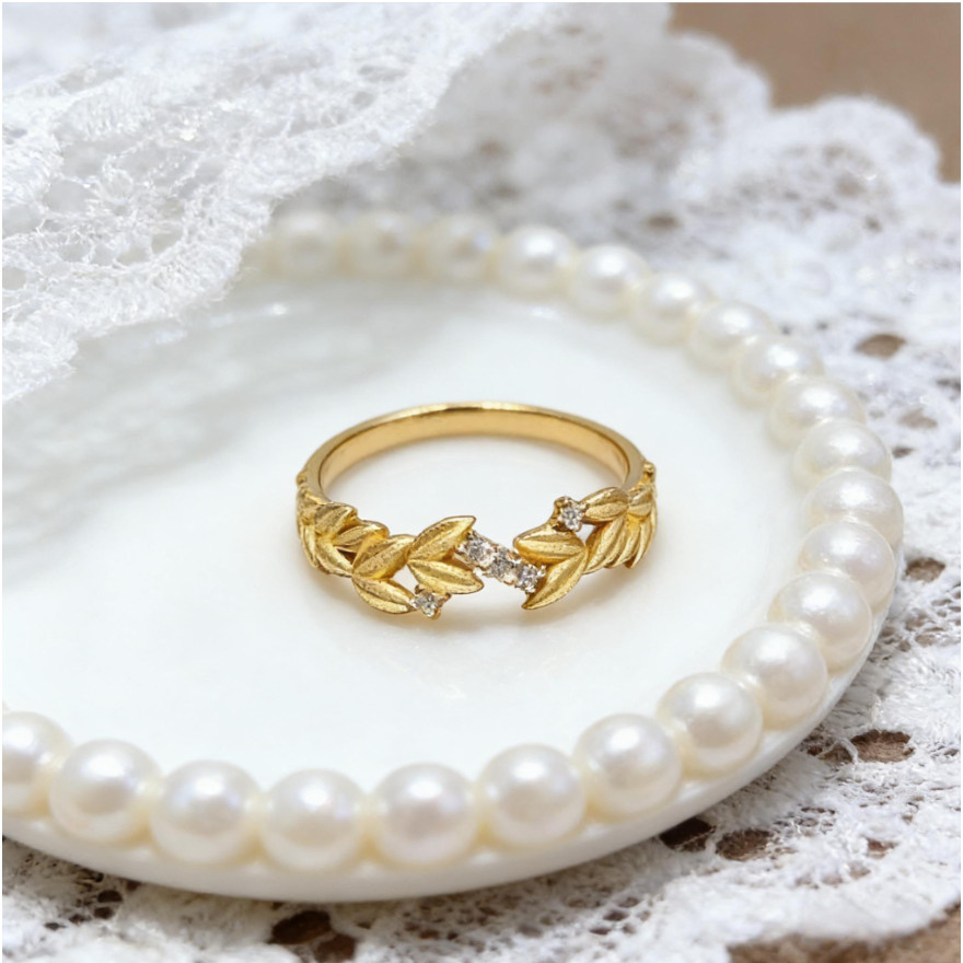 Nhẫn nữ retro osmanthus với đá zircon, thiết kế tinh tế và có thể điều chỉnh size.