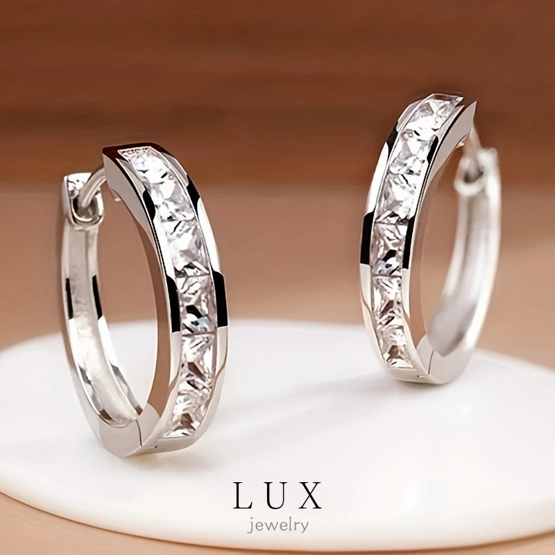 Original 925 Silver Round Set Zircon Women's Ring Earrings Accessories Jewelry Gifts Hypoellergic