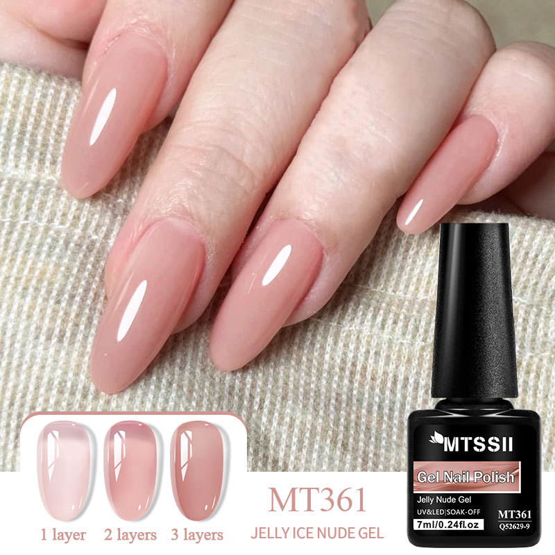 MTSSII 7ml Light Pink Gel Nail Polish Nude Jelly Gel Polish UV LED Soak Off nail art design