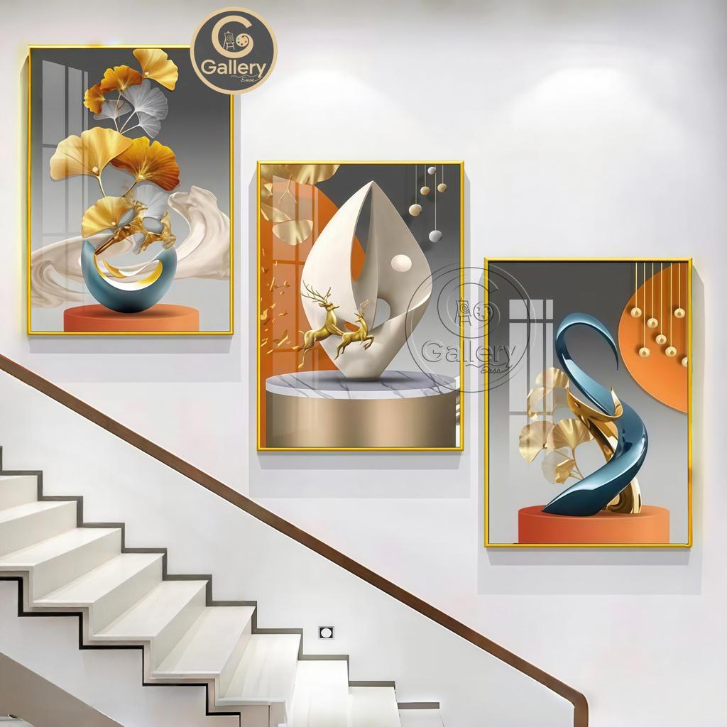 3PCS Golden Money Tree Luxury Wall Decoration Lucky Stone for Living Room Decor