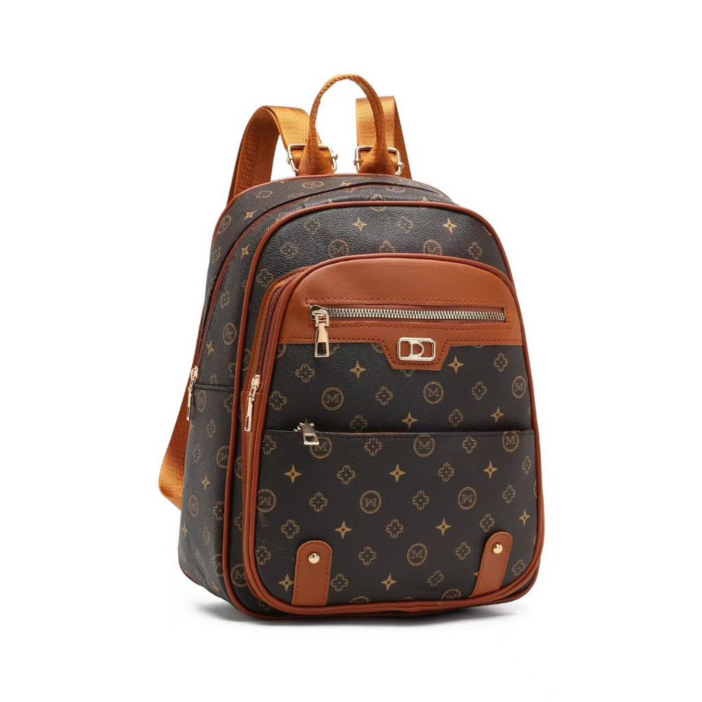 Mumu 20159 Student BackPack for woman School Retro Monogram Multi-compartment travel bag