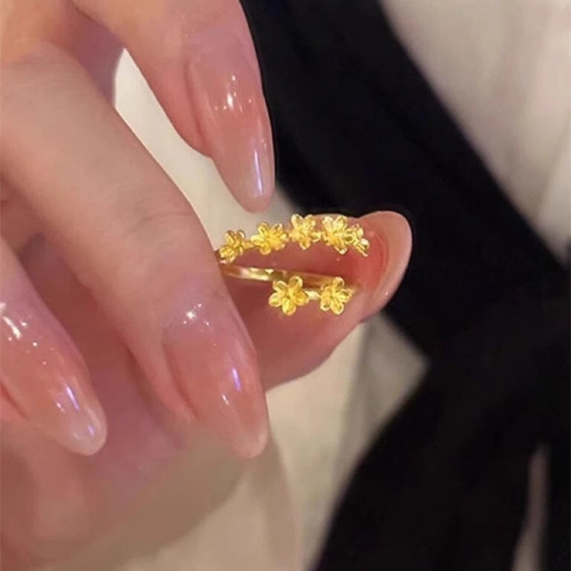 Nhẫn Osmanthus nữ kim loại thủ công, điều chỉnh size phù hợp bạn gái