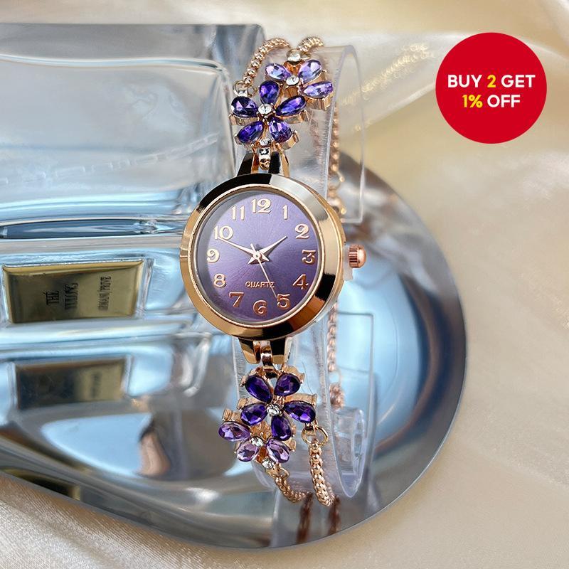 Women Chic Sleek Stylish Colorful Simulated Zircon Flower Bracelet Sliding Knot Minimalist Fashion Q