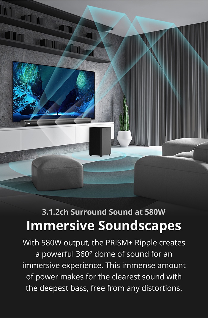 PRISM+ Ripple 3.1.2ch Soundbar with Dolby Atmos | 580W | Wireless ...