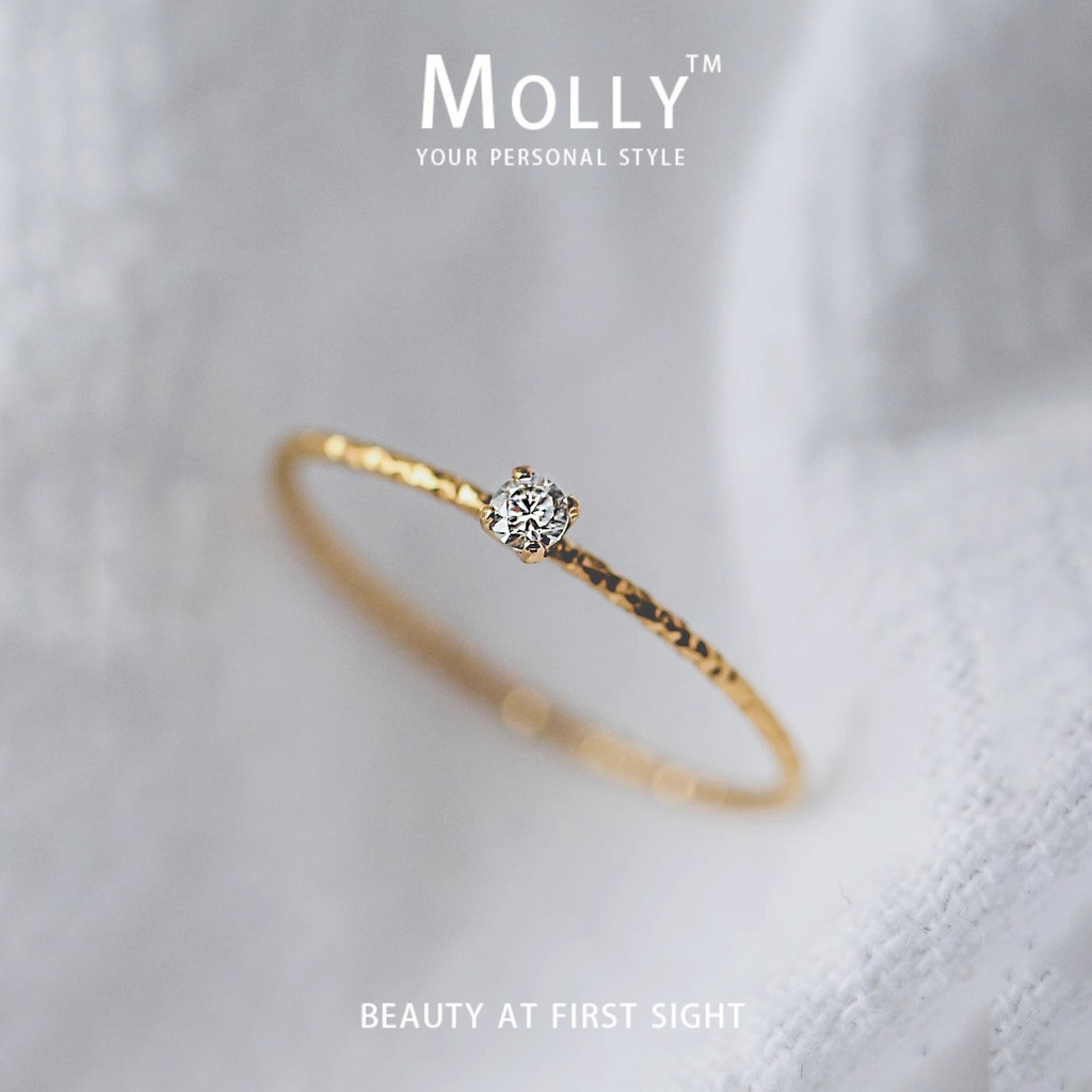 Stainless Diamond Slender Ring for Women Non Tarnish 18K Gold Plated High Quality Minimalist Fashion