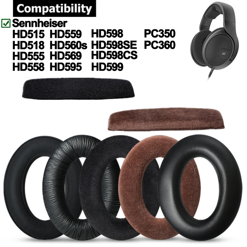 Miếng Lót Tai Cho Sennheiser HD599 HD598 HD598SE HD598CS HD595 HD569 HD560s HD559 HD558 HD555 HD518 HD515 PC350 PC360 Tai Nghe Băng Đô Đệm Tai Nghe Xốp Tai Nghe Bịt Tai