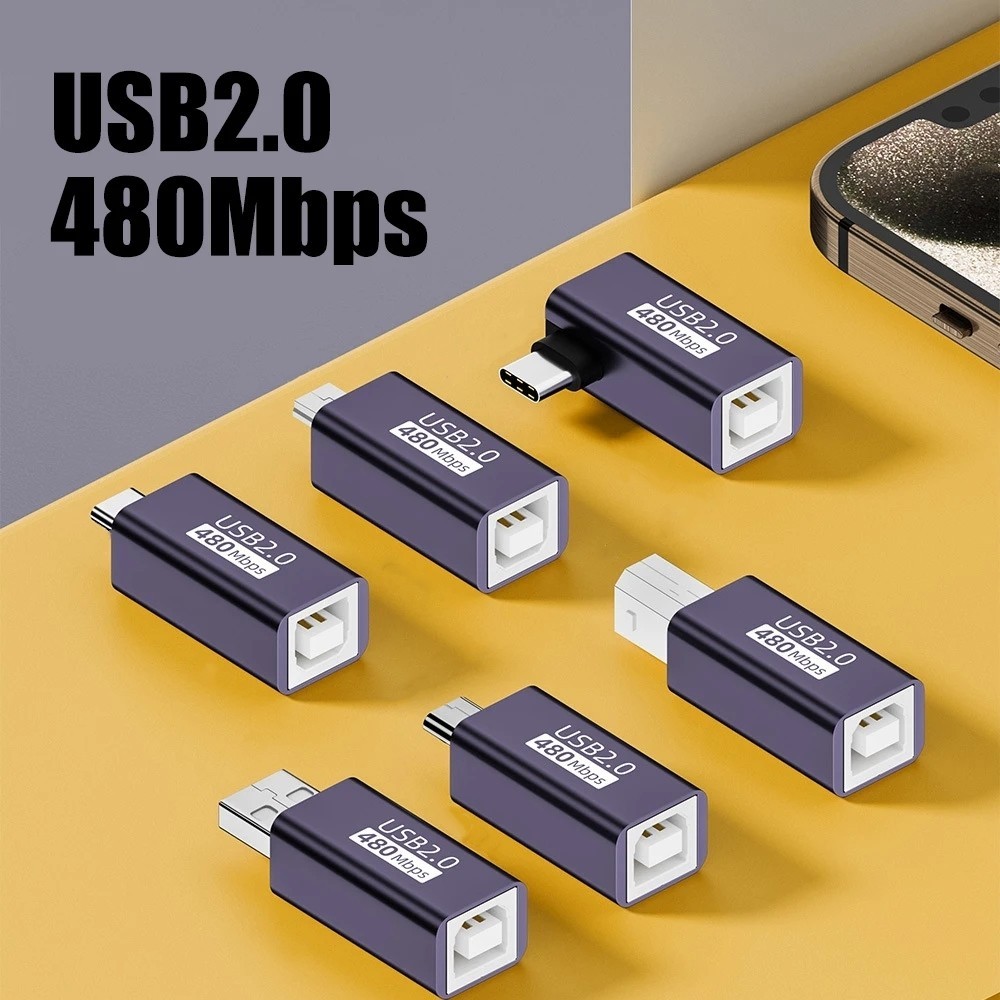 1 Cái 480Mbps Type-C / Micro USB 2.0 sang USB-B Chuyển Đổi Đầu Nối Cho Máy In Bàn Phím Điện Tử