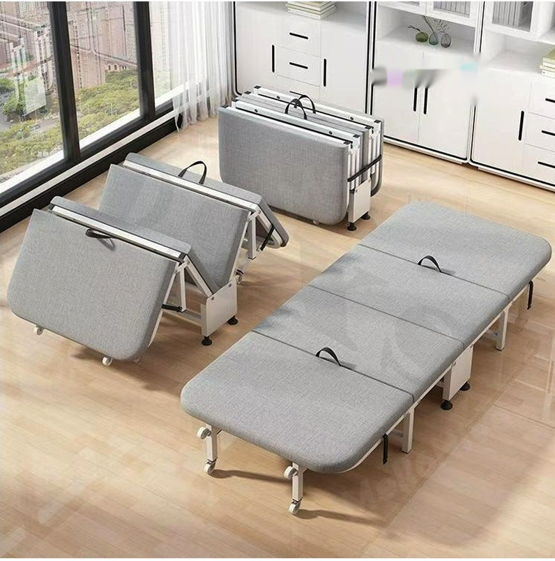Foldable Bed Office Space Saving Folding Single Queen Size Mattress Portable Lying Hospital Guest Maid Beds With Wheels