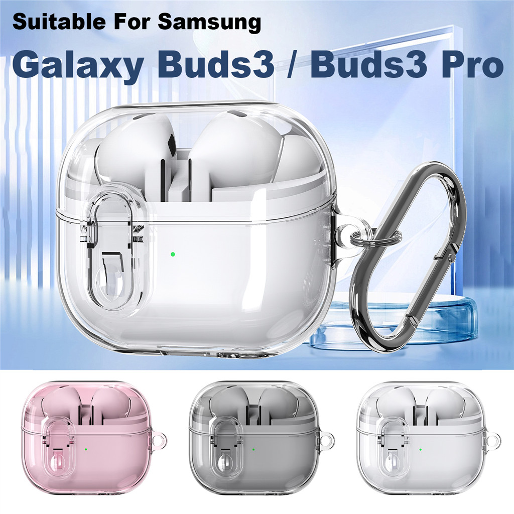 Dành Cho Samsung Galaxy Buds 3 / Buds 3 Pro Vỏ Tai Nghe Trong Suốt Có Móc Khóa Chống Mất Khóa Bảo Vệ Cove