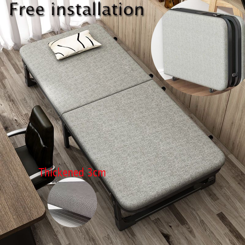 SG Stock Foldable Bed Portable Folding Bed Thickened 3cm Mattress Metal Foldable Portable Bedroom Heavy Duty Bed Frame 70/90【installation-free】
