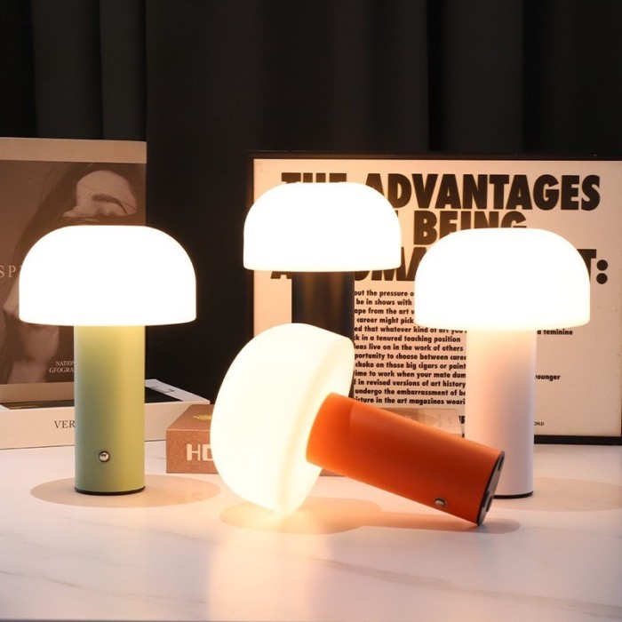 Mushroom Touch Night Light USB Charging 3 Colors Dimmable Bedside Desk Lamp