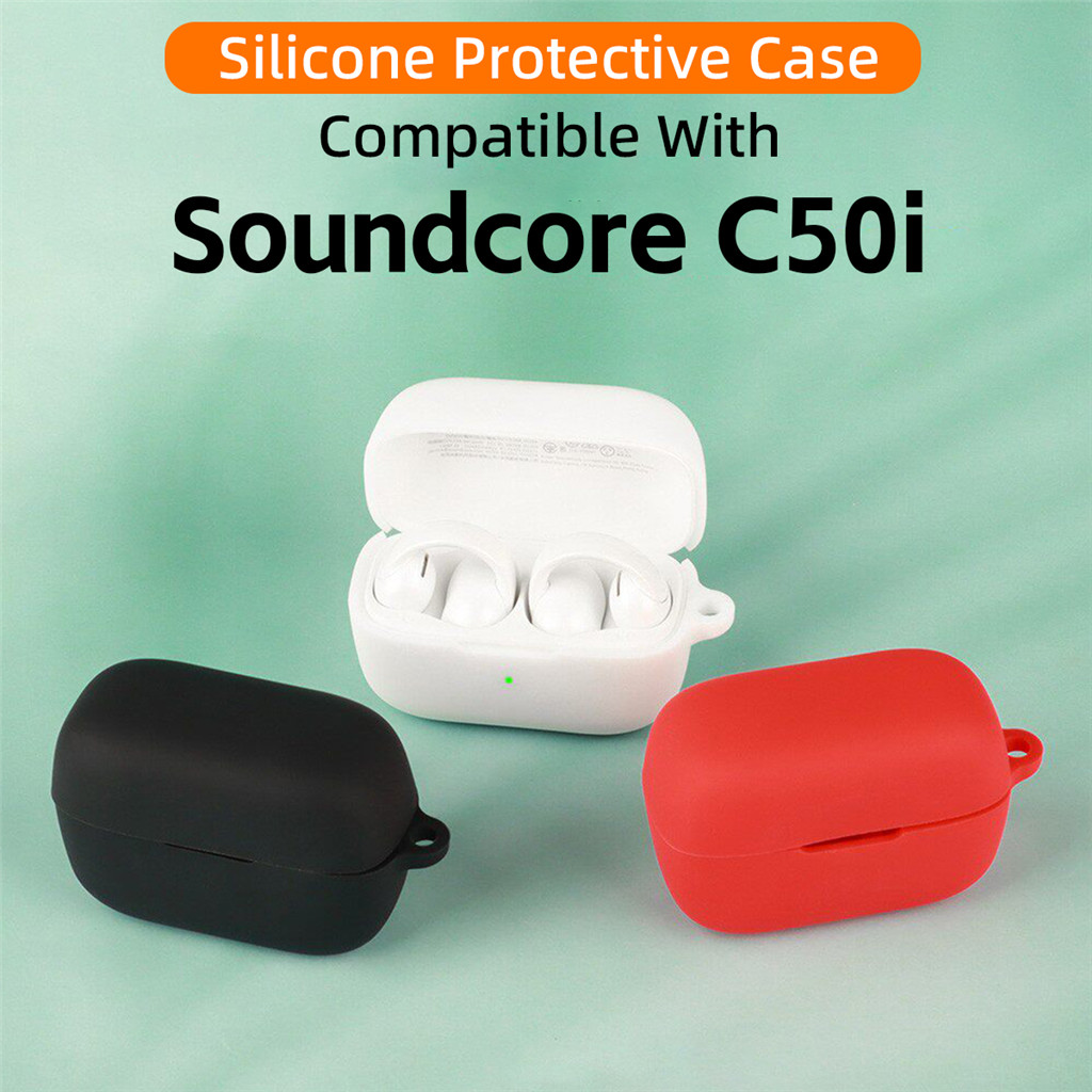 Ốp Bảo Vệ Tai Nghe Silicon Cho Anker Soundcore C50i Có Móc Bao Chống Sốc-Shell Có Thể Giặt Chống Bụi Tay Silicon