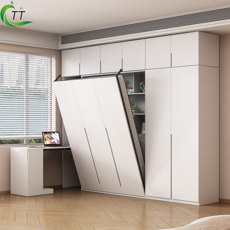 Bed Frame Invisible Bed Foldable Side-flip Bed Up-and-down Flip Study Bed Wardrobe-integrated Bed TT
