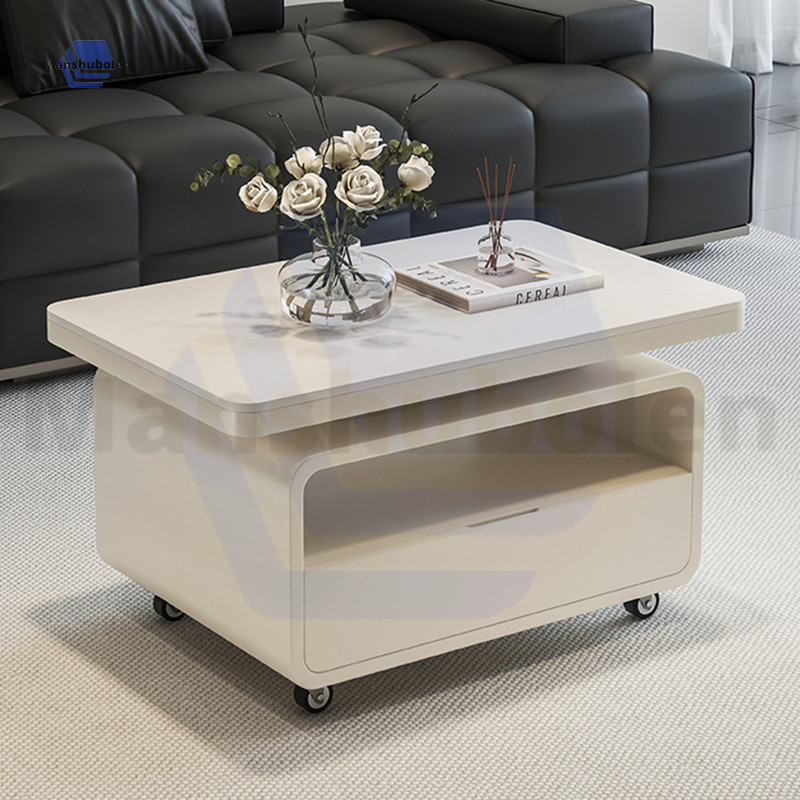 Light Luxury Modern Movable Coffee Table Small Apartment Living Room Home High-end Creative Minimalist Sofa Side Table Side Cabinet hewenjie2.Sg