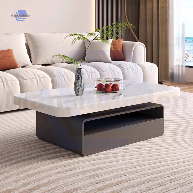 New Rectangular Coffee Table Light Luxury Modern Minimalist High-end Small Apartment Living Room Home Use Rock Plate Designer hewenjie2.Sg
