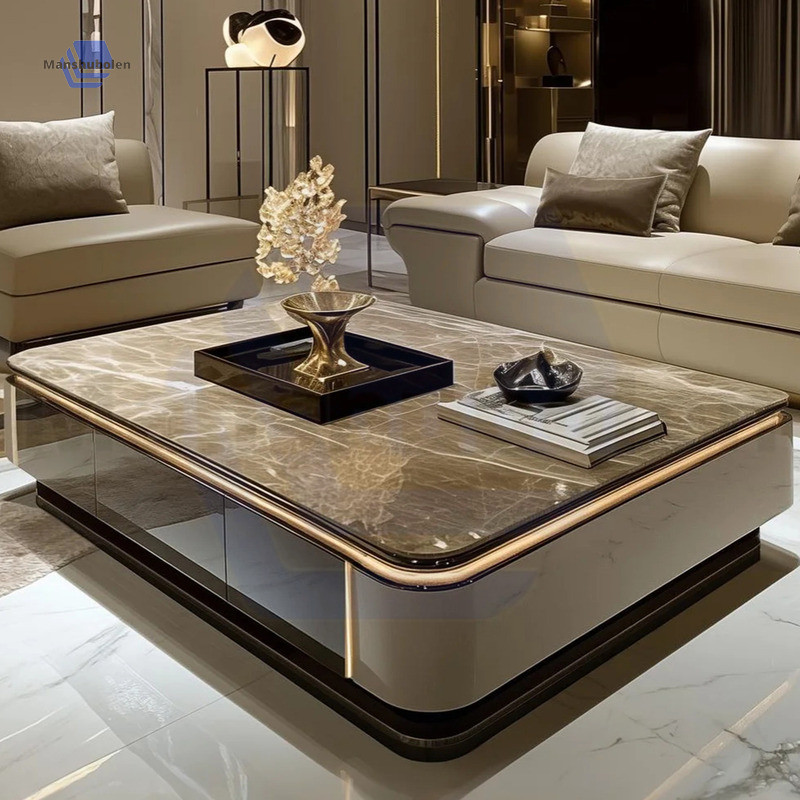 Light Luxury Microcrystalline Stone Coffee Table Large Apartment Living Room Home Creative Modern 1.5 Extended Tea Table High-end Custom New Model hewenjie2.Sg