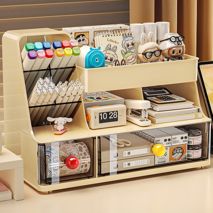 Desktop Storage Box Drawer Type Large-Capacity Office Stationery Sundries Organizer Box Multifunctional Diagonal Insert Pen Holder