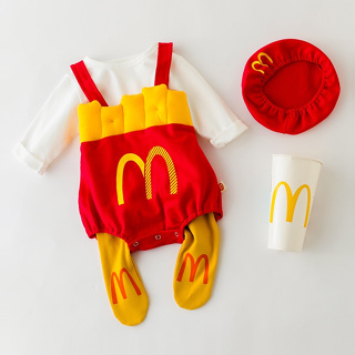 Newborn Baby Clothes MCDO French Fries Cosplay Halloween McDonald Clothes Christmas Boys Girls Rompers Kids Costume For Girl Thanksgiving 0-3 year 9 12 Month