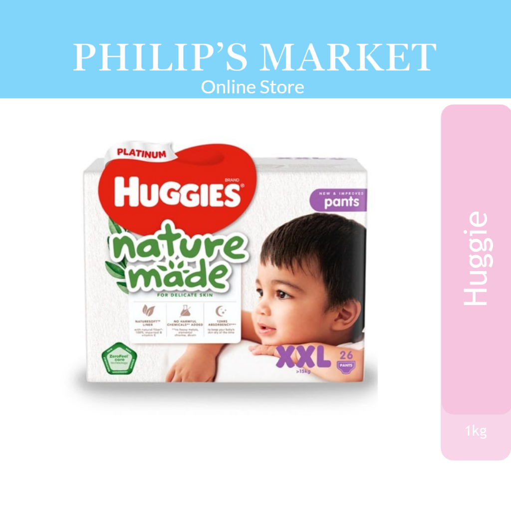 Huggies Platinum Naturemade Pants XXL Pullup Pants 26s Baby Diaper ...