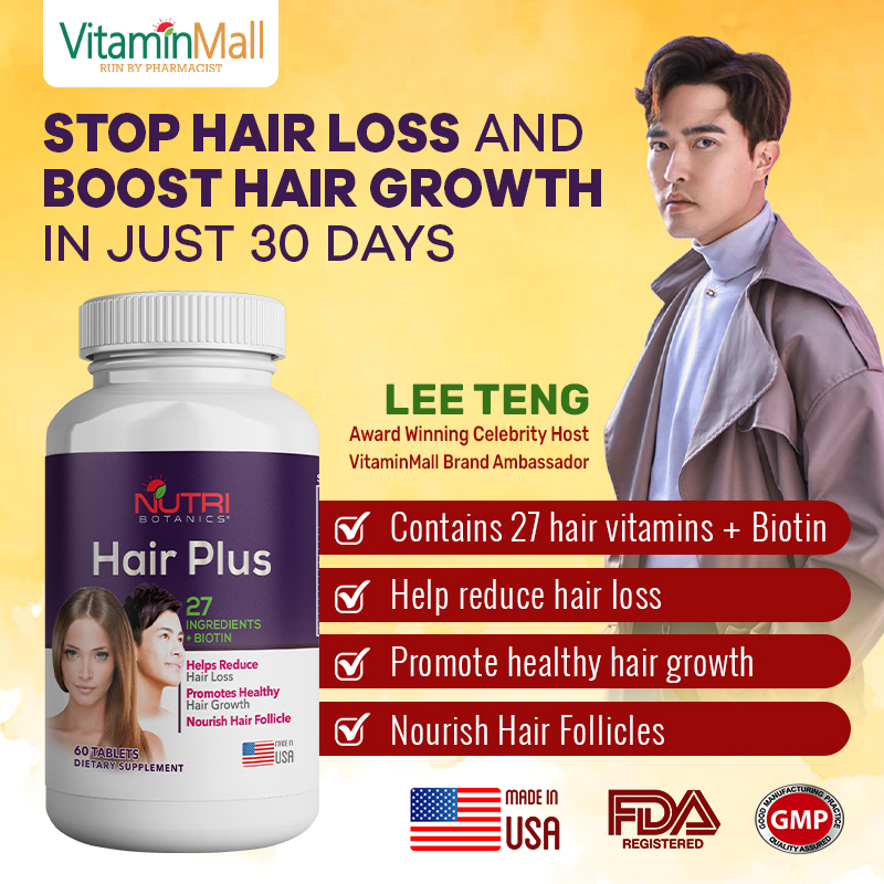 Nutri Botanics Hair Plus - 60 Tablets - Stop Hair Loss Fast, Hair Growth  Supplement, Work for Both Men & Women | Shopee Singapore